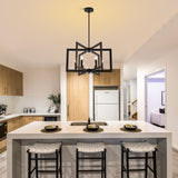 21.6" Black Farmhouse Chandelier,6-Light Geometric Dining Room Fixture,Modern Industrial Foyer Lighting Fixtures,Rustic Farmhouse Hanging Pendant Lights for Kitchen Island,Living Room,Bedroom,Entryway UnicozoHome