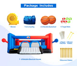 WELLFUNTIME Inflatable Bounce House with Slide, 15.3ft x 14.7ft, Jumping Castle with Blower, Dartboard, Dual Basketball Hoop, Dual Kicking Boards, Jumping Area for 6 Kids WELLFUNTIME