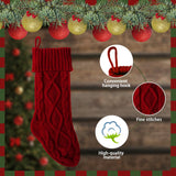 Meiosuns Christmas Stockings Cable Knit Stocking Christmas Decorations Goodie Bags Gift Fireplace Xmas Tree Stocking Ornaments for Holiday Family Friends (Burgundy, Length 18", Pack of 1) Meiosuns