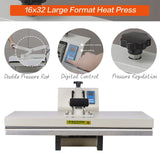 WUMSTOT 16x32 Heat Press Machine: with Digital Control, 110V, 2600W Manual Clamshell Heat Press for T-Shirts, Vinyl, and More WUMSTOT