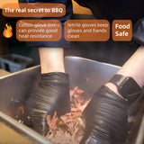 FayLongSky Disposable BBQ Gloves, 100 Count Nitrile Gloves & 4 Cotton Glove Liners, Powder-Free Latex-Free (Large) FayLongSky