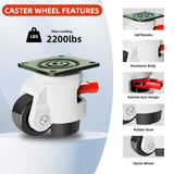 FIZAR Heavy Duty Leveling Casters - 360 Degree Swivel Castor Casters with Upgraded Handle, Height Adjustable Casters for Workbench, Machine, Equipment, Shelves, Total Capacity 2200 Lbs (4 Pack) FIZAR