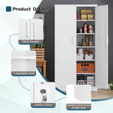 MIIIKO Metal Storage Cabinet with Lock, 72” Steel Storage Cabinet with 2 Doors and 5 Adjustable Shelves, for Office, School, Pantry and Kitchen MIIIKO