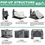 COBIZI 10x10ft Pop up Gazebo Screen House for Camping, Pop-up Camping Canopy Tent with Sidewalls,Portable Outdoor Quick-Set Hub Tent with Carrying Bag&Ground Stakes,Gray(Upgraded 2.0) COBIZI