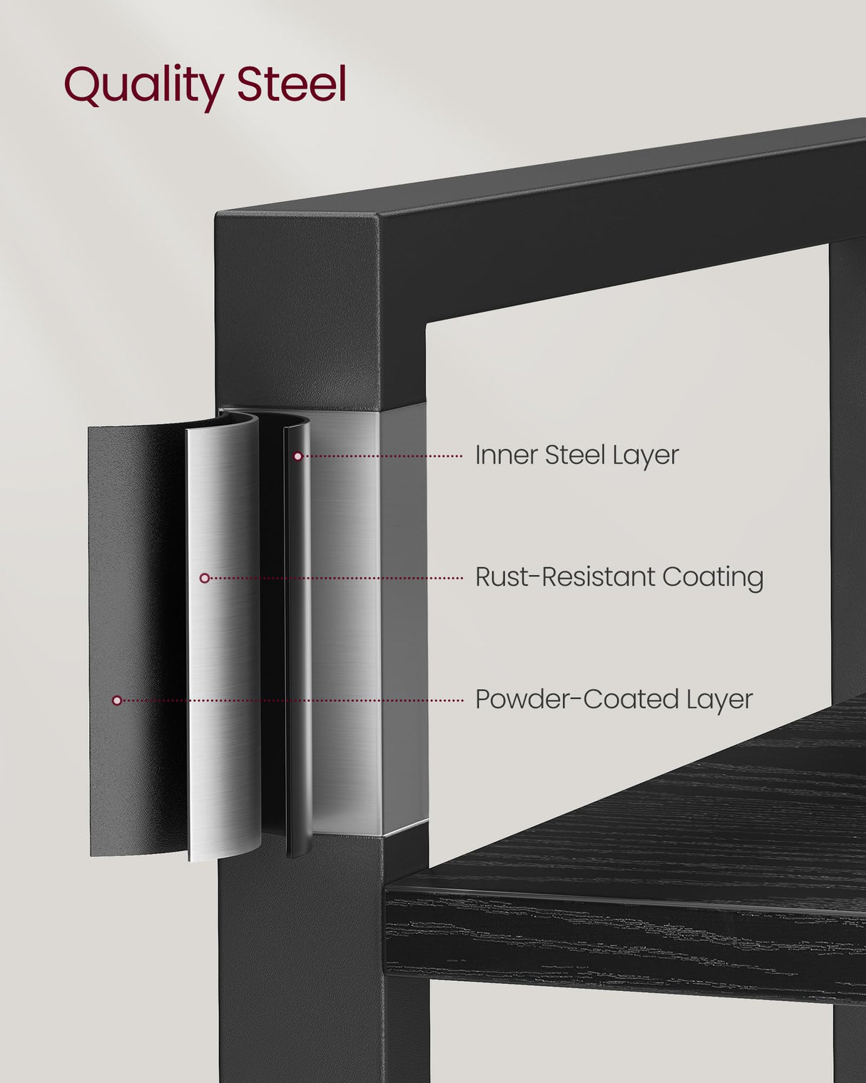 VASAGLE Industrial 5-Tier Bookshelf with Steel Frame in Ebony Black VASAGLE