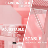 VICTONE L Shaped Gaming Desk, Corner Desk with Monitor Stand, Computer PC Table for Home Office Writing Studying Working, Space-Saving, Easy Assemble(Pink,51'') VICTONE