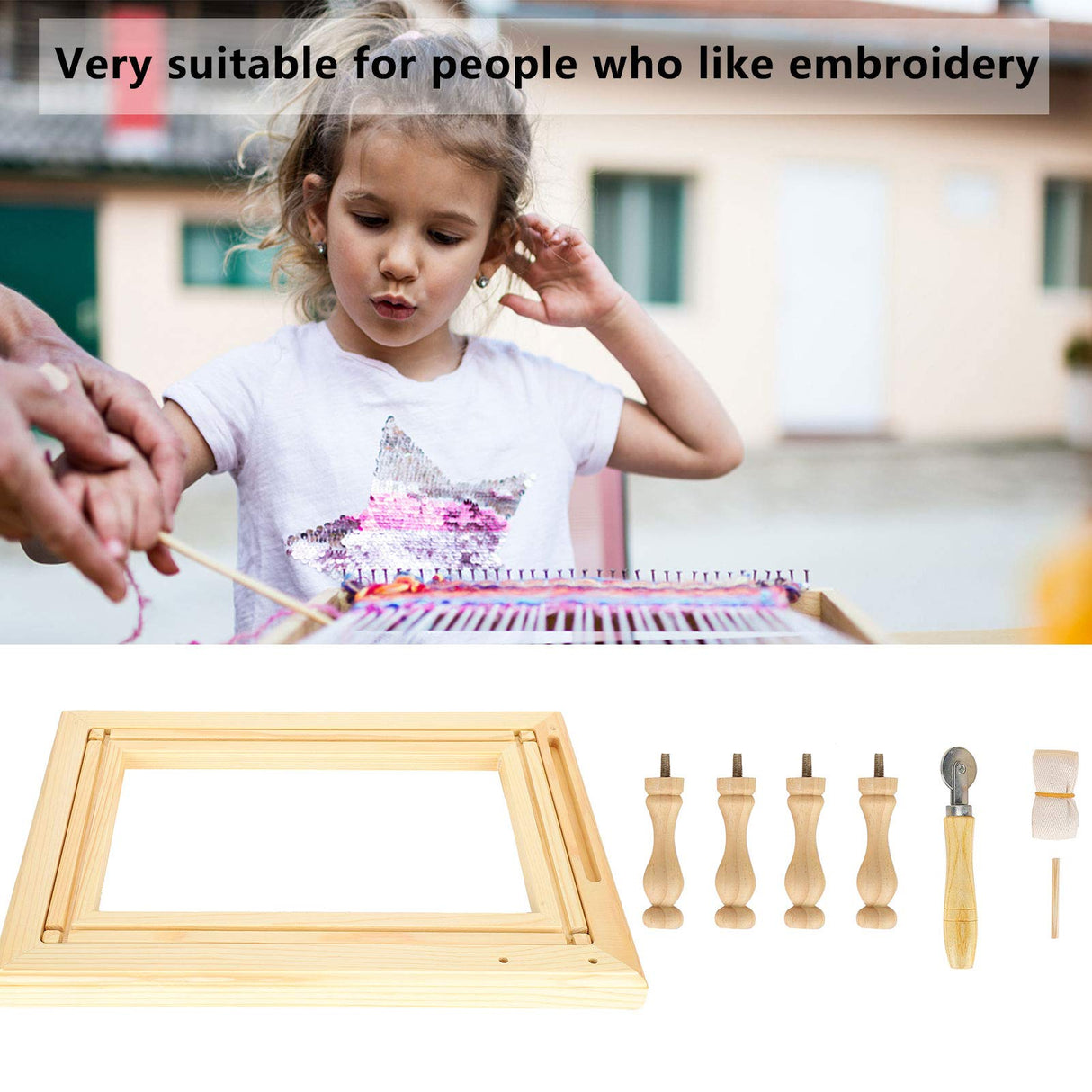 Embroidery Frame Stand Beech Wood Scroll Quilt Holder for Stitching Sewing Craft, Glossy and Size for Adults and Children Asixxsix