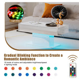 HedoAjim White LED Coffee Table with Storage for Living Room, Living Room Table Rectangular Center Table, Modern High Glossy Wooden Coffee Tables with 16 Colors LED Lights for Dining Reception Room HedoAjim