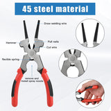 Worldity 6Pcs Welding Slag Removal Tool Set, 10 Inch Welding Chipping Hammer with Coil Spring Handle, Welding Pliers, Wire Brush, Metal Sheet Thickness Gauges and Welding Gloves for Removing Slag Worldity