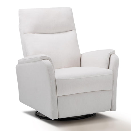 COLAMY Swivel Recliner Chair with Footrest, Rocker Glider Chair High Back with Double-Layer Cushion, Rocker Recliner for Nursery & Living Room, Bedroom, White COLAMY