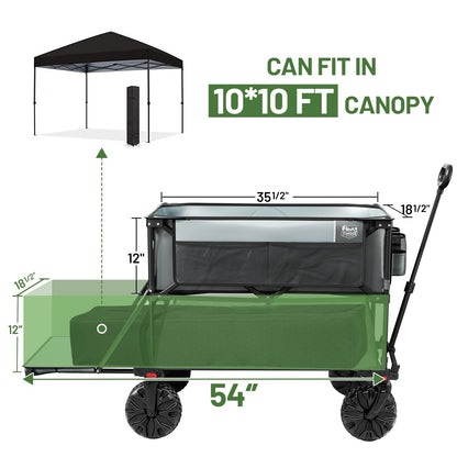 TIMBER RIDGE 400L Large Capacity Folding Double Decker Wagon, 54" Extra Long Extender Wagon Cart, 450lbs Heavy Duty Collapsible Wagon, All-Terrain Big Wheels for Camping, Sports, Shopping, Gr - WoodArtSupply