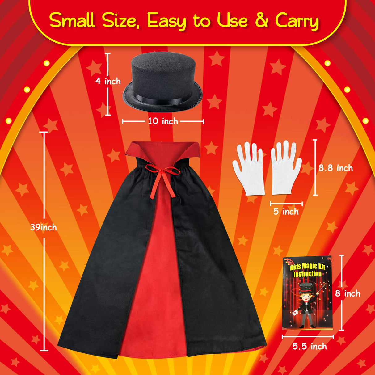 Heyzeibo Magic Kit for Kids - Magic Tricks Games Toy for Girls & Boys, Magician Pretend Play Dress Up Set with Magic Props & More Magic Tricks, Instruction Manual, for Beginners Toddlers Heyzeibo