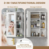 Tangkula White Wall-Mounted Bathroom Cabinet with Mirror and Adjustable Shelves Tangkula