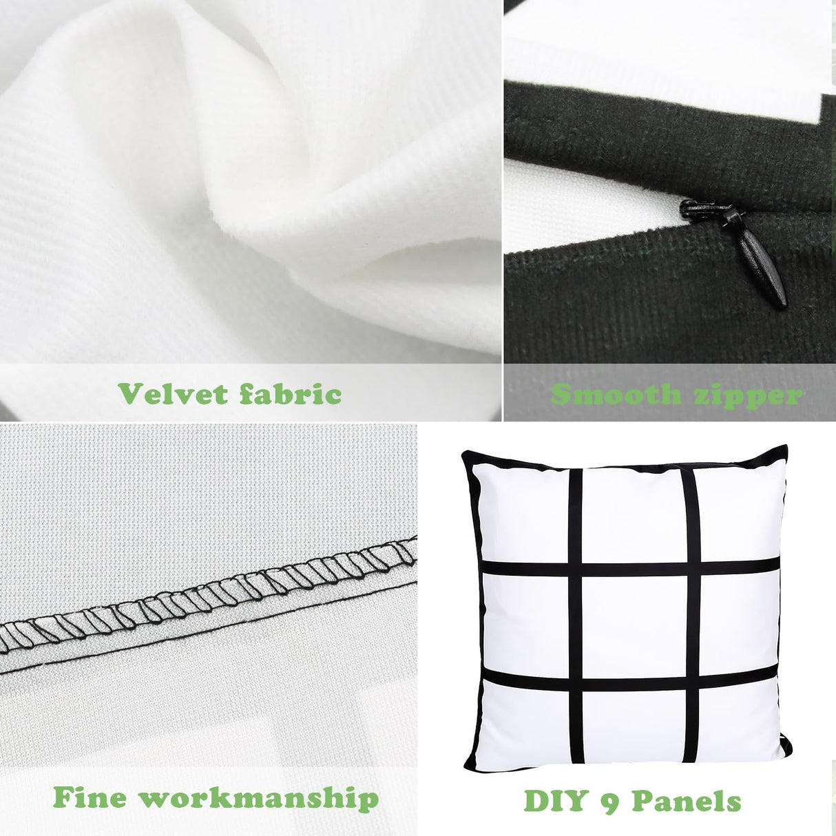 ZOCONE 6 Sublimation Blanks for Personalized Pillow, 15.7” Sublimation Pillow Covers Blank Polyester Throw Pillow Cases, 9 Panel & Blank 2 Styles Sublimation Pillow Case for DIY No Pillow Insert ZOCONE