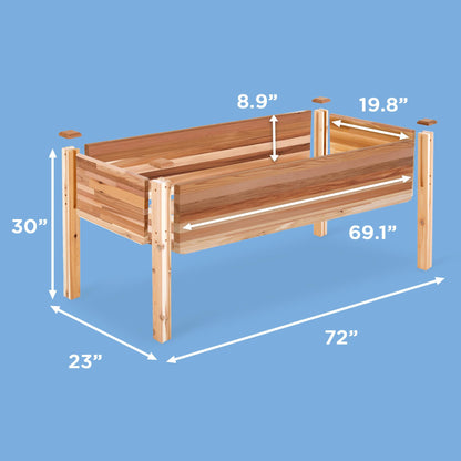 Jumbl Raised Canadian Cedar Garden Bed | Elevated Wood Planter for Growing Fresh Herbs, Vegetables, Flowers, Succulents | 72x23x30” - WoodArtSupply