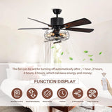APBEAMLighting Industrial Caged Ceiling Fan Light with Remote Control 52 Inch Vintage Ceiling Fan Light Farmhouse Black Retro Indoor Fandelier with 5 Reversible Wood Blades for Living Room Bedroom APBEAMLighting