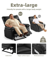 GarveeHome Recliner Chair - PU Leather Recliner for Adults, Manual Lazy Recliner Chair with Overstuffed Comfort Arm and Back for Living Room, Bedroom GarveeHome