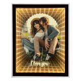 Custom Photo Infinity Mirror, Personalized Photo Frame Gifts for Friends, Couples, Family, Desktop LED Night Light Makeup Mirror 2 in 1, Home Decoration Bedroom Office Living Room LINMQIU