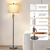 JUNNAI Modern Floor Lamp Adjustable Height Standing Lamp Tall Lamp with 3 Color Temperatures Floor Lamps for Living Room Bedroom Office Beige Shade Bulb Included-Brown JUNNAI