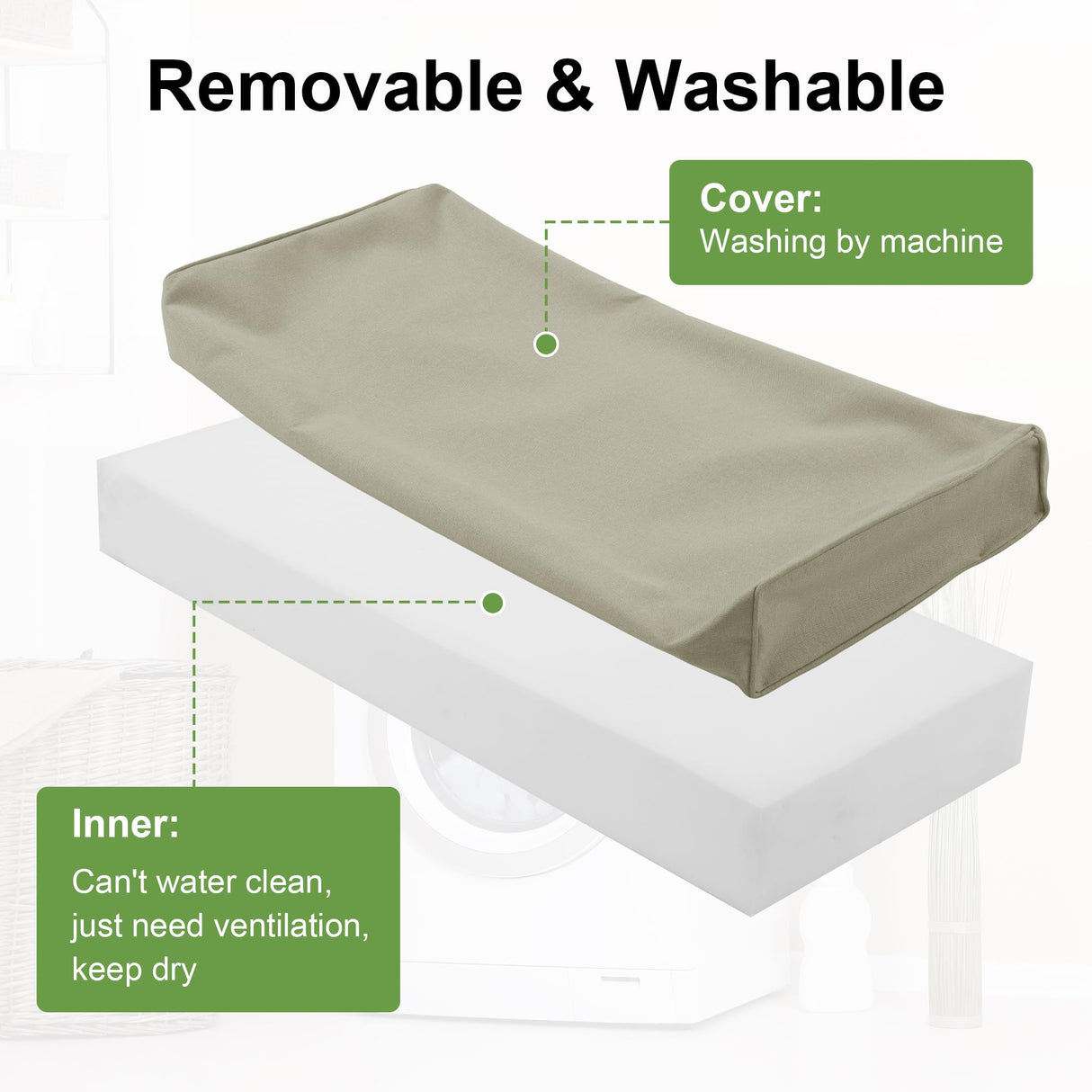 MABOZOO 2-Piece Outdoor Curved Cushions for Half-Moon Patio Furniture, Premium Comfort Half-Moon Patio Cushion for Wicker Sectional Sofa (Beige) MABOZOO