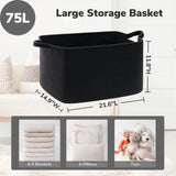 Goodpick Large Blanket Basket Living Room, 21.6" x 14.9" x 11.8" Woven Storage Basket for Blankets, Toys, Rectangle Rope Dirty Clothes Baskets for Nursery, Bedroom, Black Goodpick