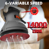 ZKH Random Orbital Sander, 6 Speeds 2.5A sander tool, 7000-14000 RPM, 5-inch Electric Sander Kit with 30pcs Sandpapers, Dust Collector, Ideal Power Palm Sander for Woodworking ZKH