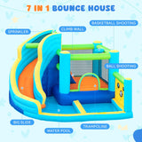FBSPORT Inflatable Bounce House, Water Slide Park Slide Bouncer with Ball Shooting, Climbing Wall, Jumping and Splash Pool, Kids Bouncy Castle with 450W Air Blower for Outdoor Backyard FBSPORT