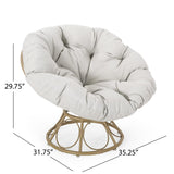 Rpuzonier Wicker Papasan Chair with 360-Degree Swivel Base, Papasan Lounge Chair with Soft Cushion and Sturdy Frame, Swivel Papasan Chair Circle Chair for Living Room, Bedroom, Reading Room Rpuzonier
