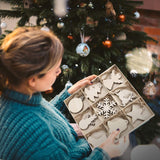 MACTING 27PCS Wooden Christmas Ornaments Unfinished Predrilled Natural Wood Slices DIY Blank Hanging Ornaments Kit for Crafts Centerpieces Christmas Tree Decorations, 9 Styles MACTING