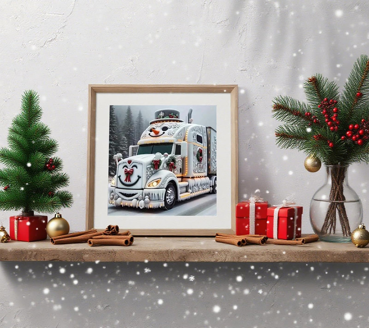 APTDYIGL 5D Christmas Diamond Painting Kits for Adults Beginner,DIY Truck Diamond Art Kits for Adults,Round Full Drill Diamond Dots with Gem Art Kits,Home Wall Decor 13.7X13.7inch APTDYIGL