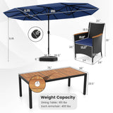 Tangkula 11 Piece Patio Wicker Dining Set w/Double-Sided Patio Umbrella, 8 Stackable Cushioned Chairs, 71" Acacia Wood Dining Table & 15 ft Umbrella with Weighted Base (Navy + Navy) Tangkula