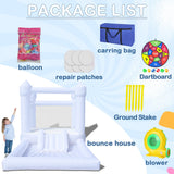 White Inflatable Bounce House Kids Inflatable White Bounce House with UL Blower, Large Ball Pool and Spacious Fun Room Bounce House for Kids 3-12 Felizhus