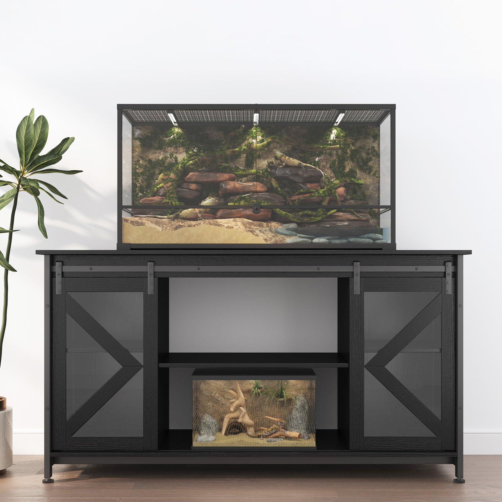 Tatub 75-90 Gallon Fish Tank Stand with Cabinet, Heavy Duty Metal Large Aquarium Stand for Accessories Storage, Reptile Tank Turtle Terrariums Table, 1000+ LBS Capacity, 58.9"x19.7"x32.6" H,  - WoodArtSupply