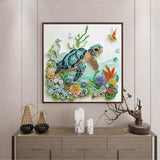 EOYDKAP Sea Turtle Diamond Art Kits for Adults, Diamond Painting Kits for Beginners, Easy Diamond Art for Home Wall Decor, Special Shaped Diamond Painting 11.8x11.8inch EOYDKAP