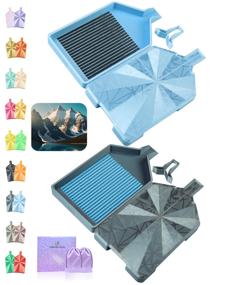ForeverYoung Crystalline Diamond Art Trays with Lids Diamond Painting Accessories, 2-Piece Diamond Painting Trays with Lids, Silky Diamond Art Accessories and Tools, Alpine Lake forever young