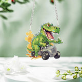 AiYuanzsh Diamond Painting Hanging Pendant Kit - Dinosaur Driving Car 5D Diamond Painting Kits for Adults - Crystal Rhinestones Diamond Art Pendant for Door Wall Window Home Xmas Halloween Decor AiYuanzsh