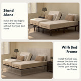 FLEXISPOT Adjustable Bed Frame Base Split King,Segmented Design,Easy Assemble,Oxford Fabric Bedspread,Wired Remote,Whisper Quiet Durable Motor,Mattress Holder. FLEXISPOT