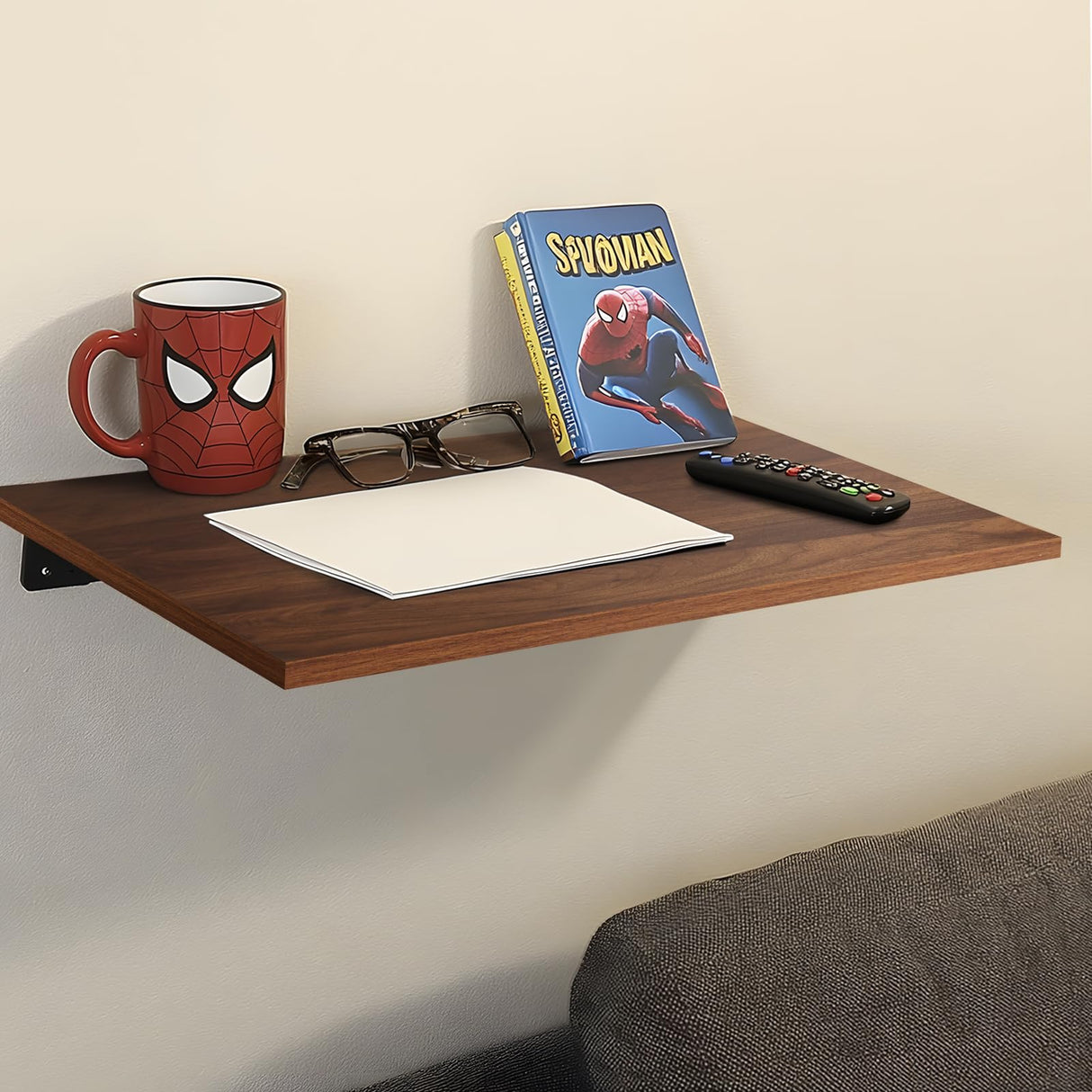 Kaboon Universal Tabletop 40"x18", Solid One-Piece Melamine Table Top, Double Desk L-Desk Floating Desk DIY, Home and Office,Dark Walnut Kaboon