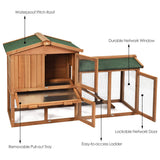 Tangkula Rabbit Hutch Indoor and Outdoor, 58-Inch Bunny Cage with Removable Tray & Ramp, Wood Chicken Coop with Waterproof Roof for Rabbits, Chicken and Guinea Pigs Tangkula