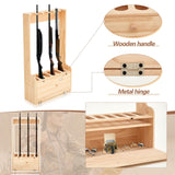 Soaoo Gun Rack with Storage Wood Gun Storage Display Rack Solid Pine Standing Gun Storage Rack Standing Rifle Rack Shotgun Storage Display Rack (6 Gun Floor Rack) Soaoo
