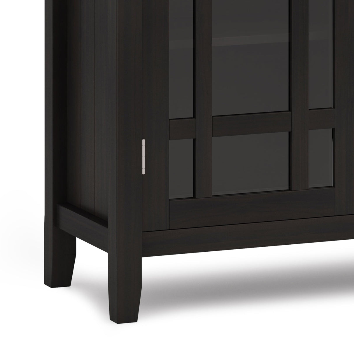 SIMPLIHOME Bedford SOLID WOOD 39 inch Wide Transitional Medium Storage Cabinet in Hickory Brown, with 2 Tempered Glass Doors, 4 Adjustable Shelves SIMPLIHOME
