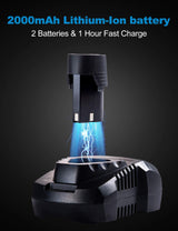 S-LONG Cordless Ratchet Wrench Set, 3/8" 400 RPM 12V Power Electric Ratchet Driver with 12 Sockets, Two 2000mAh Lithium-Ion Batteries and 60-Min Fast Charge S-LONG