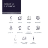 HIGH & MIGHTY Decorative 18" Floating Shelf Holds up to 15 lbs, Easy Tool-Free Dry Wall Installation, Beveled, White | 515654 HIGH & MIGHTY