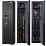 Langger V Biometric Rifle Gun Safe,Quick Access 5-Gun Large Improved Fingerprint Shotgun Security Cabinet for Rifle Shotgun w/o Scopes with Pistol Lock Box,Removable Storage Shelf (New Biometric Safe) LANGGER V