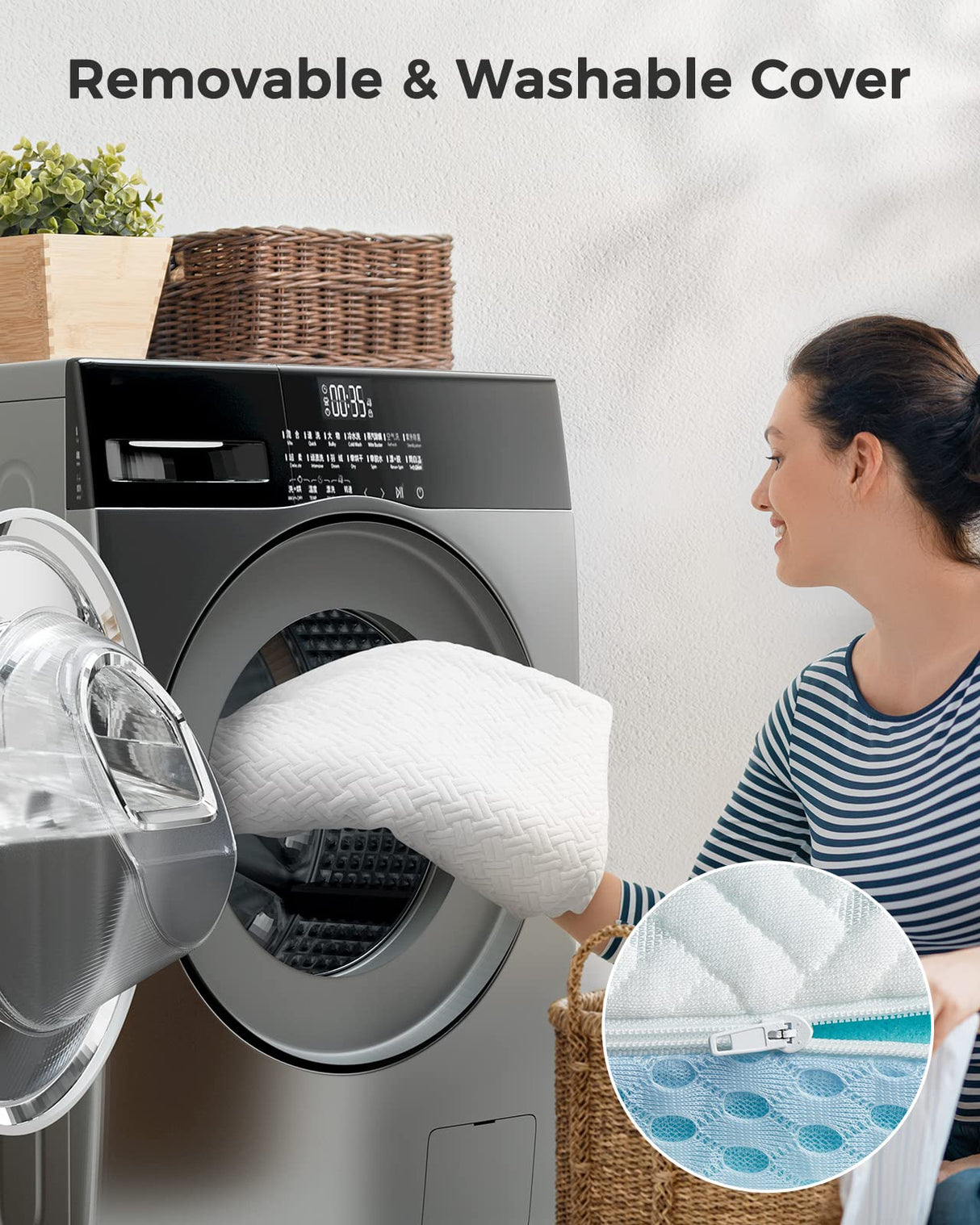 PERLECARE Queen Mattress Topper - 3 Inch Cooling Memory Foam Mattress Pad for Pressure Relief,Bed Topper with Bamboo Cover,Removable & Washable & Non-Slip,CertiPUR-US & Oeko-Tex Certified PERLECARE