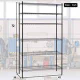 6-Tier Wire Shelving Unit,Adjustable Metal Storage Rack,42" W x 16" D x 72" H,Heavy Duty Black Wire Shelf,1500 lbs Capacity,NSF Certified, Multi-Use Storage Rack for Kitchen, Garage, Pantry, Basement YRLLENSDAN