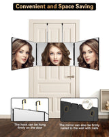 JUSRON 360 Viewing Angle Self Hair Cutting Mirror, Clear Anti-Fog HD Glass (Black Without LED Without Accessories) JUSRON