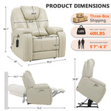 EONIX Triple Motor Lay Flat Power Lift Recliner Chair for Elderly with Adjustable Headrest, 400lbs Electirc Lift Chair for Living Room, Lumbar Pillow, Extended Footrest, Cream White EONIX