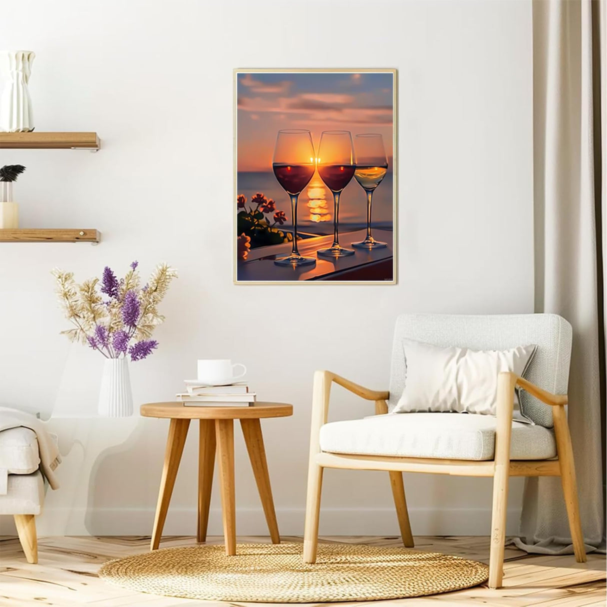 EATUKYIC Diamond Painting Kits Glasses of Wine at Sunset Diamond Art Kits for Adults Wine Painting Crafts Home Wall Decor DIY 5D Gem Art Perfect for Relaxation 12x16 inch EATUKYIC