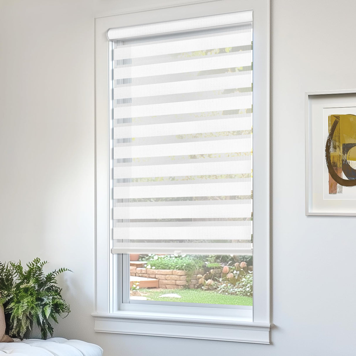 CHICOLOGY Zebra Blinds , Roller Window Shades , Blinds for Windows , Roller Shades for Windows , Window Shades for Home , Window Shades , Pull Down Shades for Windows , 29"W X 72"H , Basic Arctic CHICOLOGY